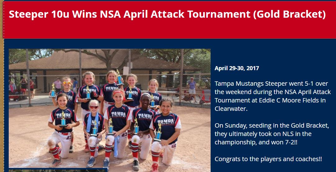 Steeper 10u Wins NSA April Attack Tournament..........