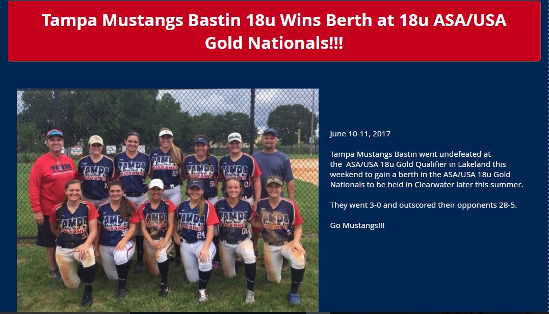 Bastin 18u Wins Berth at ASA/USA Gold Nationals......