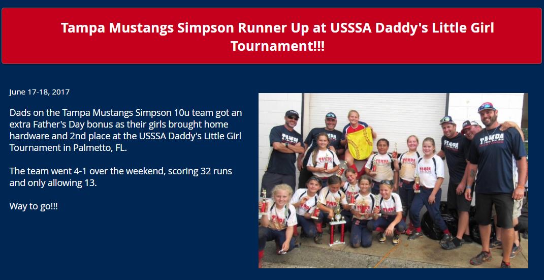 Simpson 10u Runner Up at USSSA Daddy's Little Girl......
