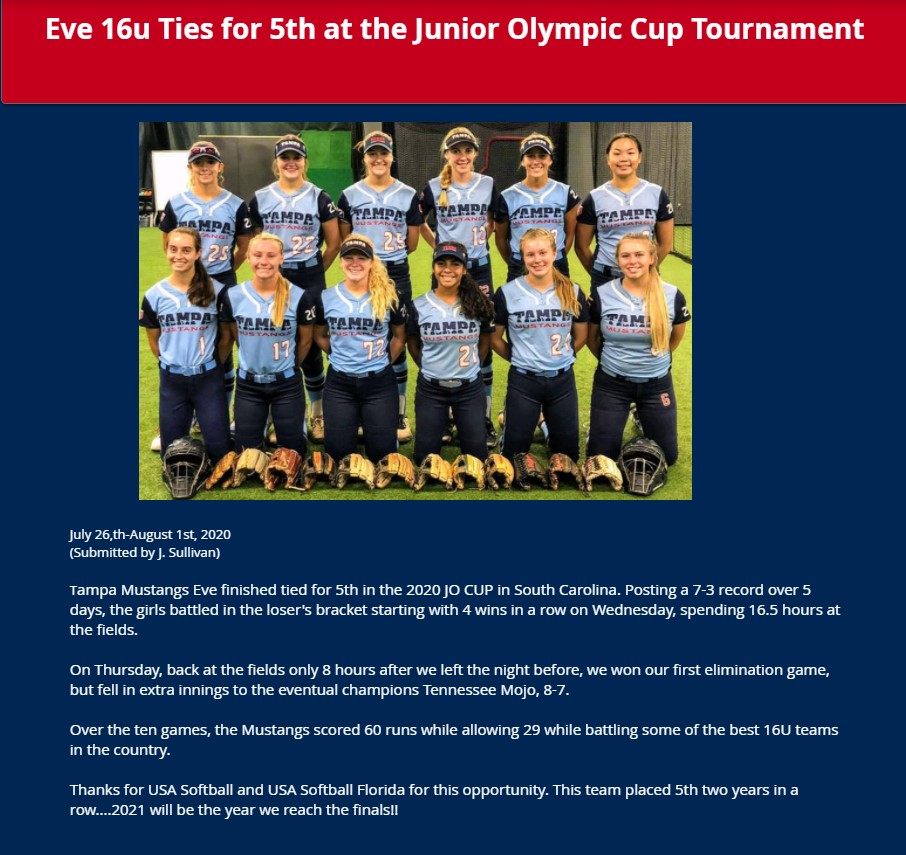 Eve 16u Ties for 5th at JO Cup