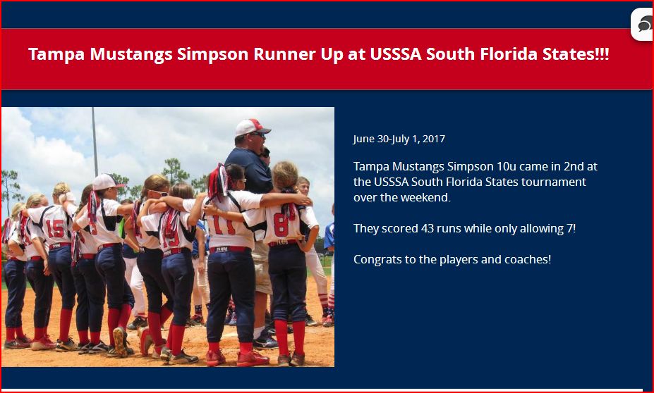 Simpson 10u Runner Up at USSSA South Florida States..
