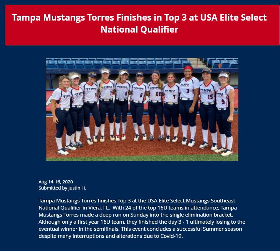 TM Torres Finishes in Top 3 at USA Elite Select Qualifier...