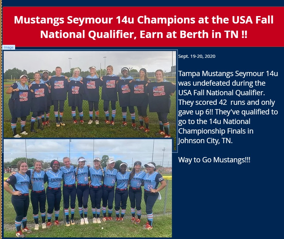 Seymour 14u Champs at USA  Fall National Qualifier....