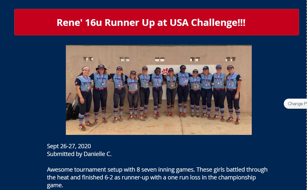 Rene' 16u Runner Up at USA Challenge.......