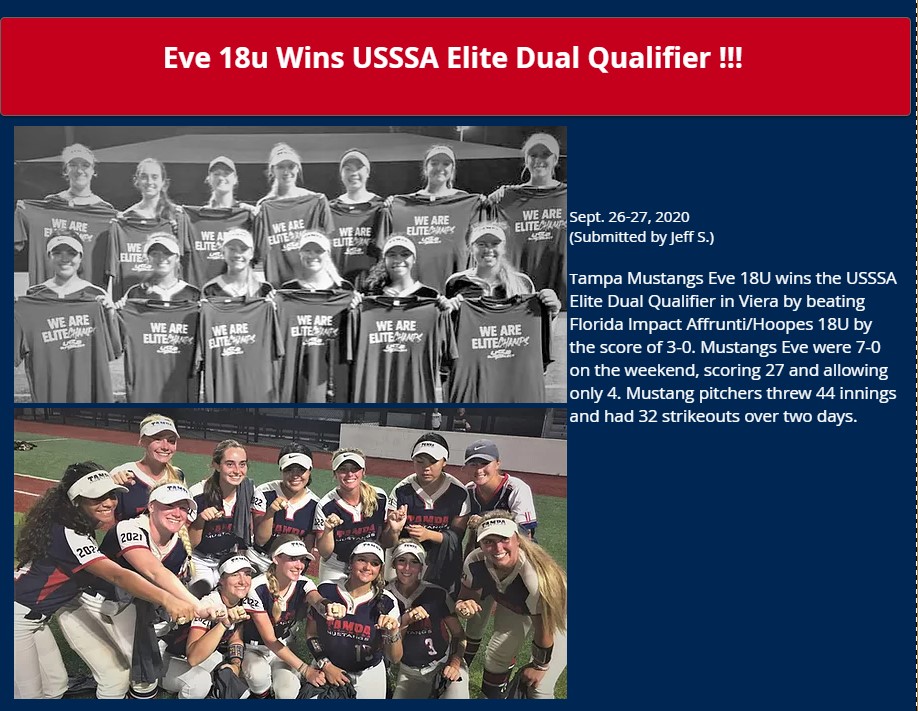 Eve 18u Wins USSSA Dual Elite Qualifier......