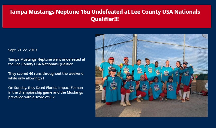 Neptune 16u Undefeated at USA Nat'l Qualifier