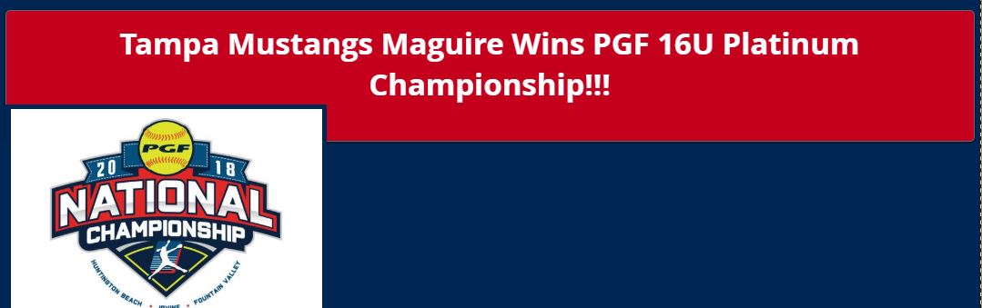 Tampa Mustangs Walford 16U Wins PGF 16U Platinum Nationals!!!!