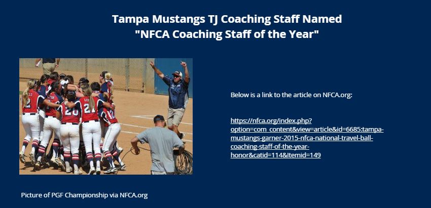 TJ 18u Coaches Named 2015 NFCA Coaching Staff of the Year....