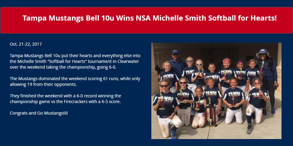 Bell 10u Wins Michelle Smith Softball for the Hearts......