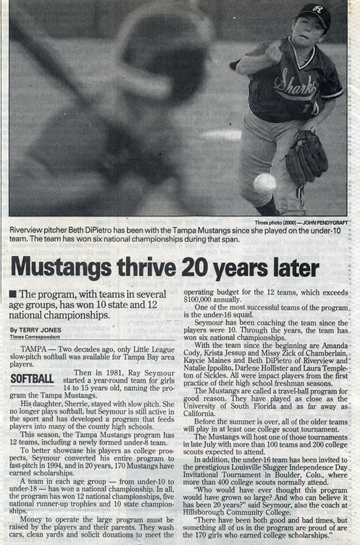 Mustangs thrive 20 years later.  The program, with teams in several age groups, has won 10 state and 12 national championships.  Two decades ago, only….
