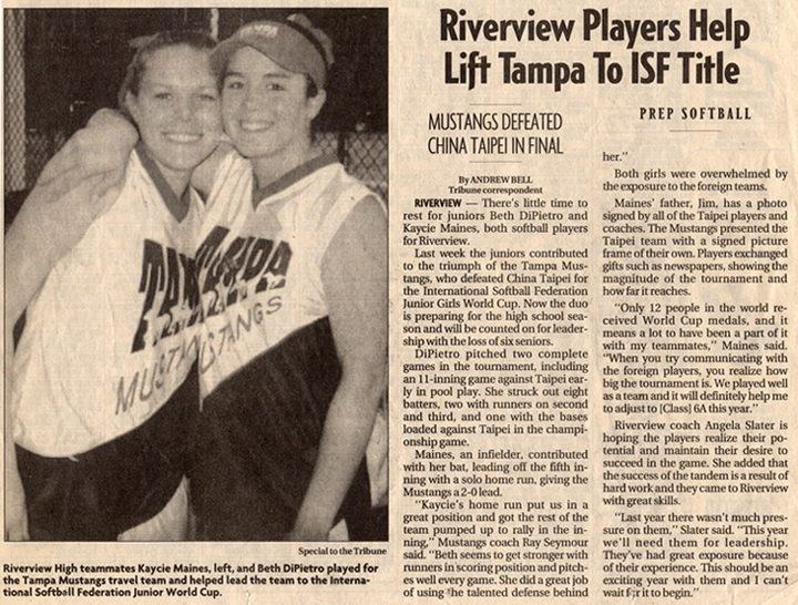 There’s little time to rest for juniors Beth DiPietro and Kaycie Maines both softball players for Riverview High.  Last week the juniors contributed to the triumph of….