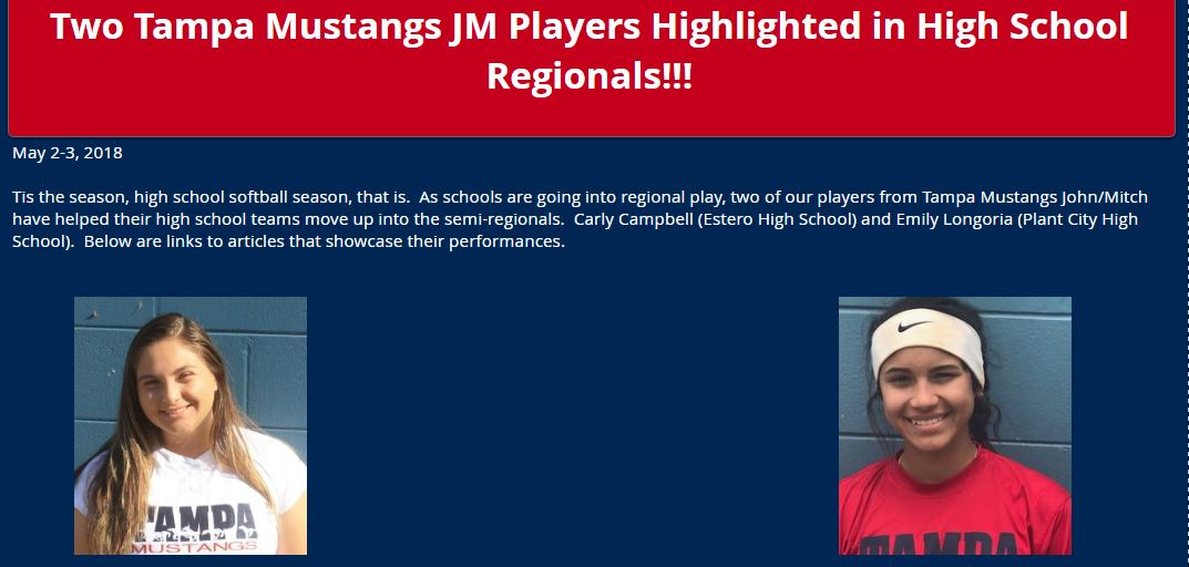 Two Mustangs JM Players Highlighted in HS Regionals....
