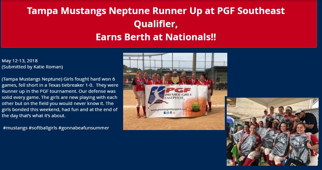 Tampa Mustangs Neptune Takes 2nd at SE PGF Qualifier...