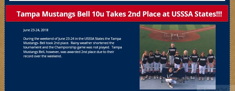 Tampa Mustangs Bell Runner Up at USSSA States.......